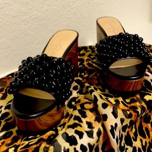 Jessica Simpson Sexy black beaded slip on slipper..